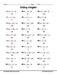 Free Adding Integers Worksheet 3 Terms Integers Worksheet Integers Subtracting Integers