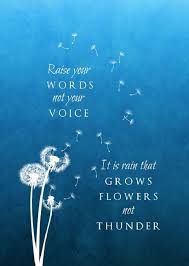 Raise Your Words Not Your Voice It S The Rain That Grows Flowers Not Thunder Words Inspirational Words Quotable Quotes