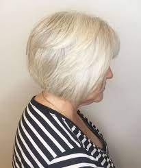 Short Layered Gray And White Bob With Bangs Womens Haircuts Cool Hairstyles Hairstyles For Thin Hair