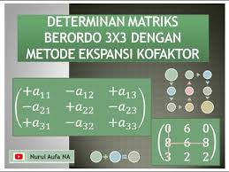 Determinan matriks dengan metode sarrus dapat ditentukan dengan menuliskan kembali komponen matriks a dan menambahkan 2 kolom pada sebelah kanan yang berisi elemen 2 kolom pertama pada bentuk umum metode sarrus dalam mencari determinan matriks 3x3 adalah sebagai berikut 34 Determinan Matriks Berordo 3x3 Dengan Metode Ekspansi Kofaktor Dan Contoh Soalnya Youtube