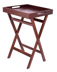 Vintage folding black wooden tray table stand. Birdrock Home Wooden Tray Table Removable Food Drink Snack Serving Tray Indoor Outdoor Tv Side Table 28 Inch Antique Walnut Dark Brown Finish Buy Online In Antigua And