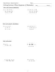 Solve systems of equations elimination method you. Algebra 2 Solving Systems Of Equation Any Method Pdf Id 1 Algebra 2 Name Solving Systems Of Equation Any Method Date Period 1 82m0v1p2h Fkkulteay Course Hero