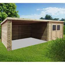 Vous pouvez enfin profiter au maximum de votre terrasse l'été ! Abri De Jardin 19 82m Bois Traite 28mm Rohan Avec Terrasse Solid