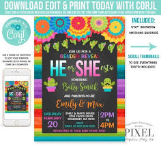 He Or She Esta Gender Reveal Party Invitation Fiesta Gender Etsy Fiesta Gender Reveal Party Gender Reveal Party Invitations Gender Reveal Party