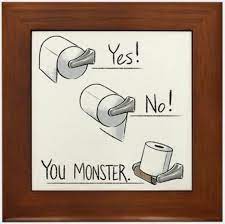 Toilet Paper Right And Wrong Framed Tile By Designs By Me Cafepress In 2021 Toilet Paper Humor Toilet Humor Funny Bathroom Signs