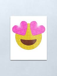 Impression métallique « Emoji yeux de coeur pétillant », par peaktee |  Redbubble