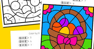 The pack includes 5 pages of coloring fun with a cute easter theme. Easter Color By Number Totschooling Toddler Preschool Kindergarten Educational Printables