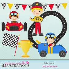 Lets Race Cute Digital Clipart Commercial Use Ok Race Car Etsy Digital Clip Art Clip Art Scrapbook Paper Crafts