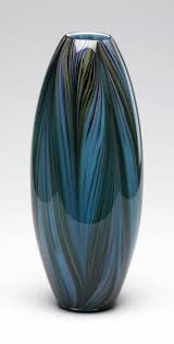 Decoration Bleu Canard Vase Glass Art Blown Glass Art Vase