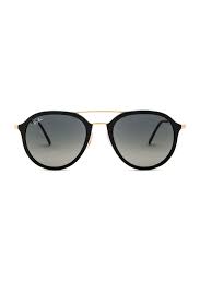 Black And Gold Aviator Ray Bans Ray Ban Double Bridge Aviator In Black Amp Grey Gradiant Revolve Black And Grey Ray Bans Gold Aviator Sunglasses