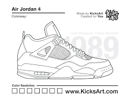 Air jordan 4 red thunder. Air Jordan 4 Sneaker Coloring Pages Created By Kicksart