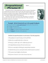 Preposition Worksheet Prepositional Phrases Prepositional Phrases Prepositional Phrases Activities Preposition Worksheets