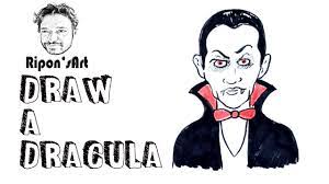 How To Draw A Dracula Easy Step By Step For Halloween. Ripon's Art - Youtube