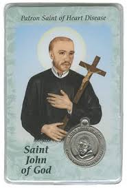 St John Of God Heart Disease Prayer Card W Medal