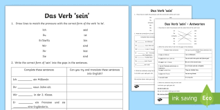 verb to be conjugation worksheet worksheet german