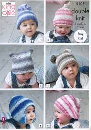 Easy Knit Baby Child Hats Helmets Dk Knitting Pattern Size 6 Months To 7 Years Old King Cole 5105 Easy Knit Hat Baby Hat Patterns Double Knitting Patterns