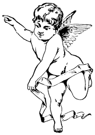 Angel with sword tattoo design. Fairy Outline Cherub Angel With A Long Stripe Tattoo Design Tattooimages Biz