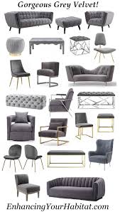 Grey Velvet Furniture Sofas Chairs Ottomans Stools Footstools Poufs Benches Bar Stools Dining Ch Living Room Sofa Design Velvet Furniture Sofa Design