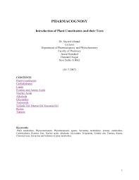 Plant Constituents Pharmacognosy Dr Ahmad