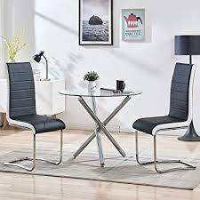 10 best modern round chairs of may 2021. Buy Sicotas 3 Piece Round Dining Table Set For 2 Person Modern Round Glass Table With Faux Leather High Back Dining Room Chairs Dining Set For Dining Room Kitchen Table 2 Black