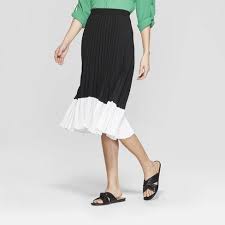 Black And White Pleated Midi Skirt Women S Colorblock Pleated Skirt A New Day Black White Target Colorblock Pleated Skirt Pleated Skirt Black And White Skirt
