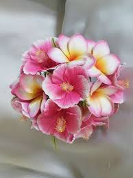 Frangipani And Hibiscus Bouquet Hot Pink By Abloomortwo On Etsy I Think This Is The One Small Wedding Bouquets Wedding Bouquets Pink Beach Wedding Bouquets