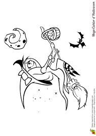 coloriage halloween sorciere sur son balai muguet gratuit