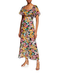 Eden Floral Print Short Sleeve Chiffon Ruffle Dress