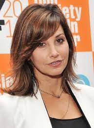 Every woman wants her hair to look full and thick! Gina Gershon Medium Wavy Hairstyle With Bangs For Thick Hair Hairstyles Weekly