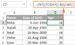 Excel Year Function Convert Date To Year Calculate Age From Date Of Birth
