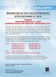 Последние твиты от public bank los angeles (@publicbankla). Central Bank Continues Redemption Of 100 Cotton Notes Transaction Hours At Tobago Ic Unit Trust Corporation