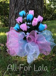 Cemetery Flower Arrangement For Baby Boy Or Girl Beautiful Pink And Blue Roses Funeral Floral Arrangements Flower Arrangements Diy Funeral Flower Arrangements