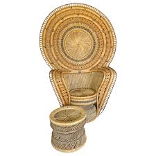 Ficks reed wicker weave chair and ottoman. Large And Impressive Woven Rattan Peacock Chair With Ottoman At 1stdibs