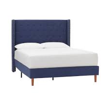 Many include chic detailing such as sweeping curves, gorgeous nailheads and cozy wingbacks. Stylewell Highfield Midnight Blue Upholstered Twin Wingback Headboard W Tufting Walmart Com Walmart Com