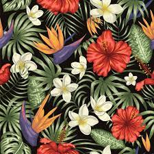 Download this beautiful seamless pattern with hibiscus frangipani and palm leaves vector illustration now. Vector Seamless Pattern Of Green Tropica Free Vector Freepik Freevector Pattern Flower Vint Tropical Artwork Tropical Leaves Flowers Black Background