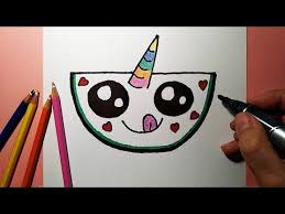 How To Draw A Cute Watermelon Unicorn Super Easy Youtube Cute Easy Drawings Cute Watermelon Cool Drawings
