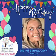 Happy Birthday, Brandi Barrett, CSW! 🎉🎉 We love and appreciate you and  hope your Birthday is AMAZING!! 💙💙