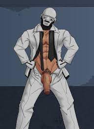 1boy artist request bara av big penis clothed clothed male epic  games fortnite fortnite: battle royale gay ghost henchmen helmet helmet  covering face male male only male pubic hair