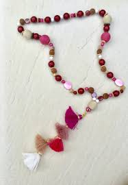 Collier Sautoir Boho Boheme Bois Perles Graines Perle Etsy Boho Necklace Necklace Pink Tone