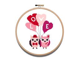 Love printable cross stitch patterns. Owl Cross Stitch Pattern Love Heart Wedding Animal Printable Pdf Patterns Funny Easy Birds Cute Animals Corazones