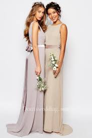 Floor Length Sleeveless Bowed Bateau Neck Chiffon Bridesmaid Dress Dorris Wedding Bridesmaids Dress Inspiration Budget Bridesmaid Dresses Tfnc Wedding