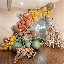 145pcs Balloon Arch Garland With Leopard Tiger Leopard Stripes Etsy Balloons Balloon Garland Safari Baby Shower