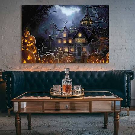 Drop Ping Framed Canvas Wall Art Decor Painting For Halloween, Haunted