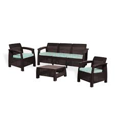 Shop Mq Ferrara 4 Piece Elegance Furniture Set With Luxury Seat Cushions Overstock 31707838 Espresso