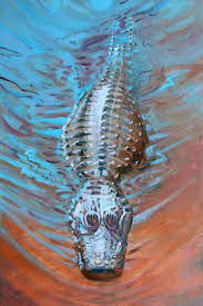 Alligator Stalking Painting Alligators Art Louisiana Art Florida Art