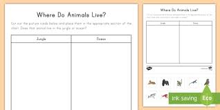 Where Do Animals Live Worksheet Worksheet Animals
