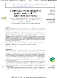 Maybe you would like to learn more about one of these? Pdf Factors Affecting Employee Performance Of Pt Kiyokuni Indonesia