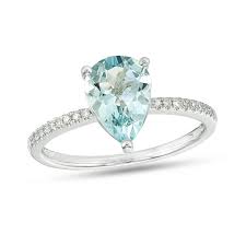 Lovely antique edwardian era 14k white gold filigree aquamarine ring with diamond accents, size 5.75. Effy Collection Pear Shaped Aquamarine And 1 15 Ct T W Diamond Ring In 14k White Gold Zales Outlet