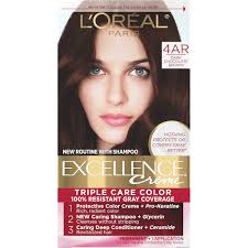 Amazon.com : L'Oreal Paris Excellence Creme Permanent Triple Care Hair  Color, 4AR Dark Chocolate Brown, Gray Coverage For Up to 8 Weeks, All Hair  Types, Pack of 1 : Chemical Hair Dyes :