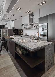 iseo itopker gris abujardado inalco isla de cocina moderna kuche haus